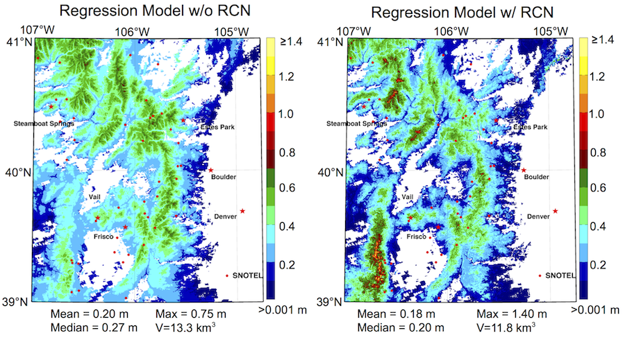 A comparison of SWE products for the central Rocky Mountains in Colorado. April 1, 2001.